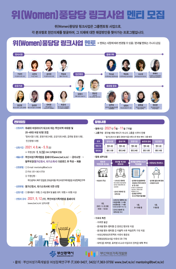 [부산여성가족개발원] 위(Women)풍당당 링크사업 멘티 모집 안내