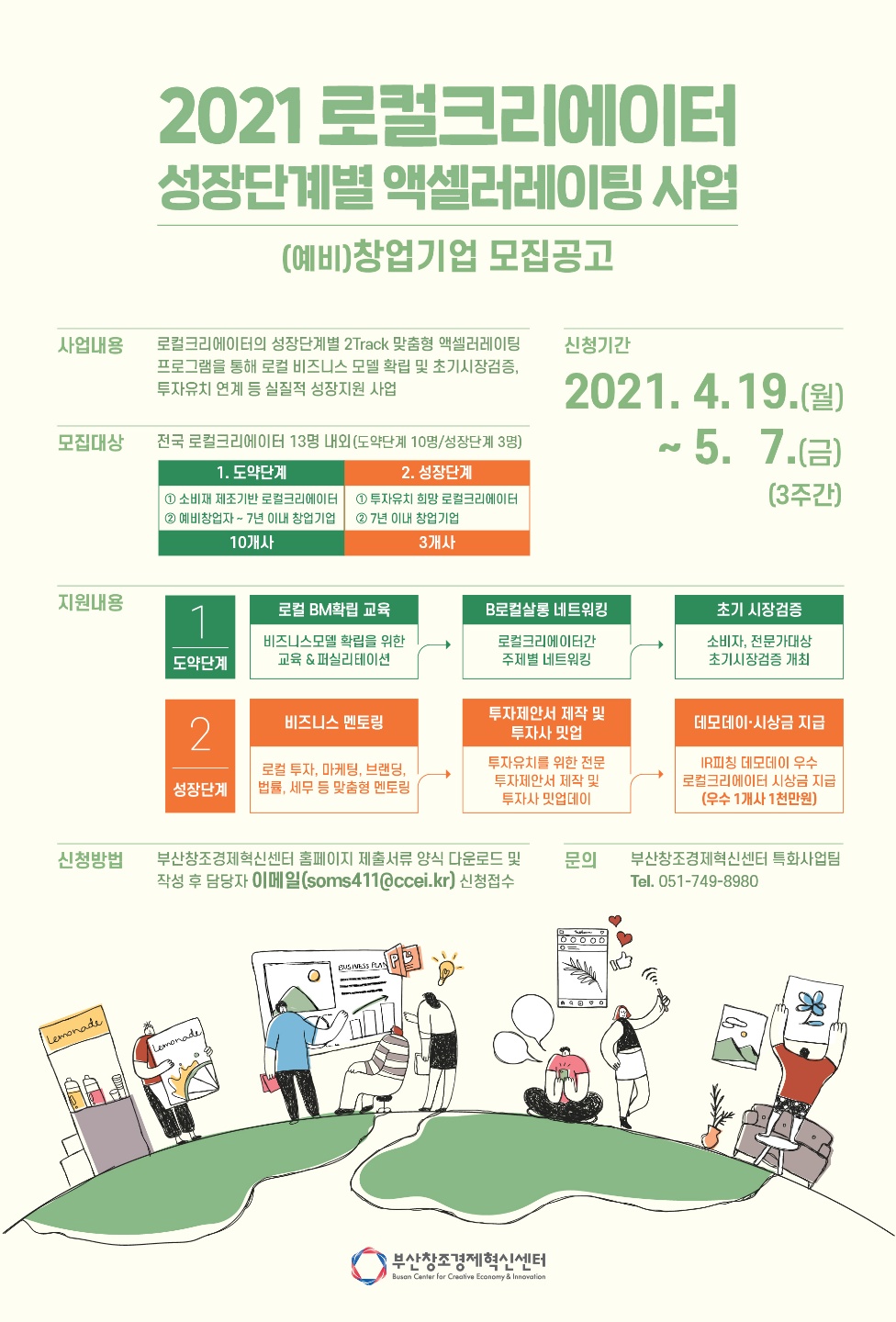 [부산창조경제혁신센터] 2021 로컬크리에이터 성장단계별 액셀러레이팅 지원사업 창업기업 모집