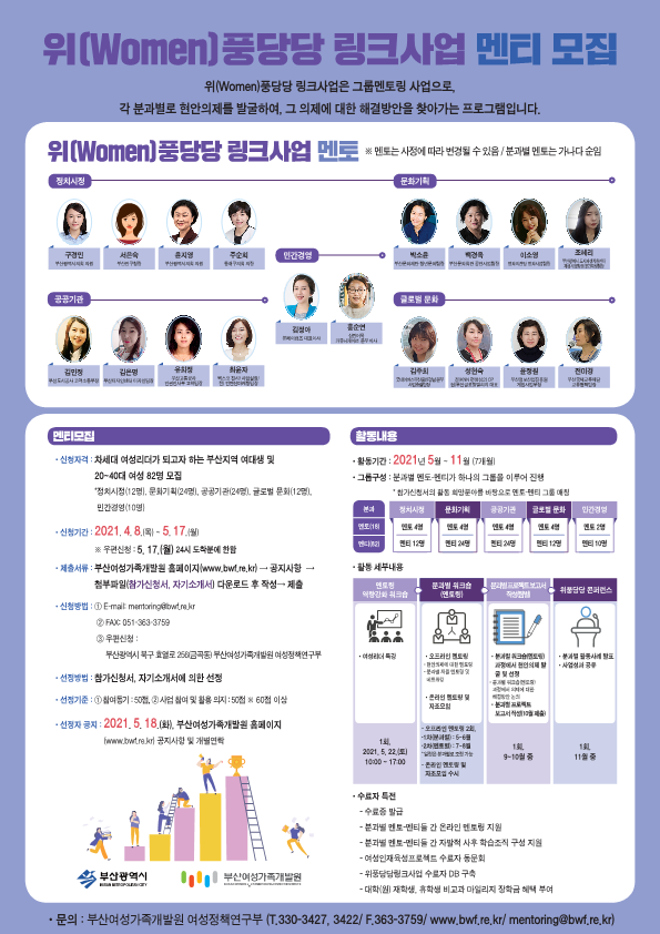 [부산시] 위(Women)풍당당 링크사업 멘티 모집 기간연장 안내