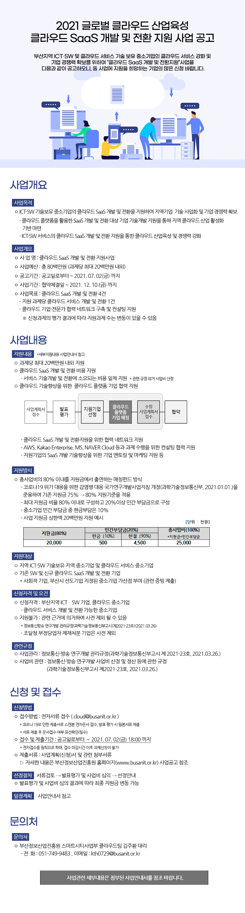 2021 글로벌 클라우드 산업육성 클라우드 SaaS 개발 및 전환 지원 사업 공고