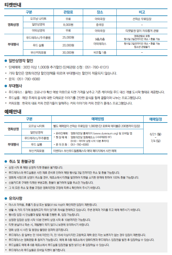 부산푸드필름페스타(Busan Food Film Festa) 개최 안내