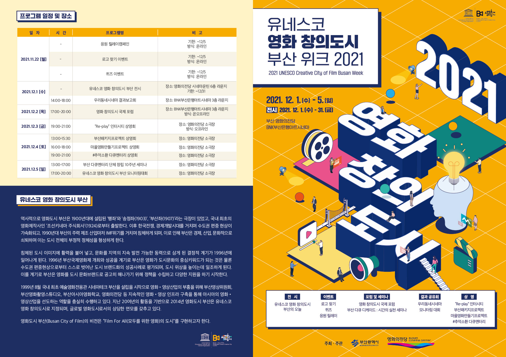 [부산시] 2021 유네스코 영화 창의도시 부산 위크