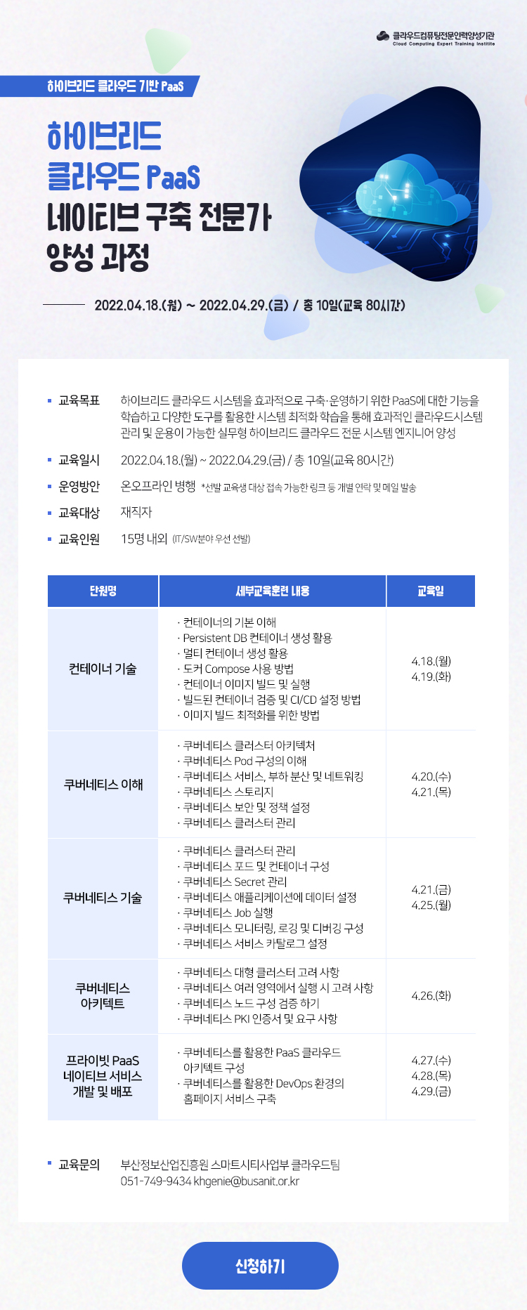 하이브리드 클라우드 PaaS 네이티브 구축 전문가 양성 과정
