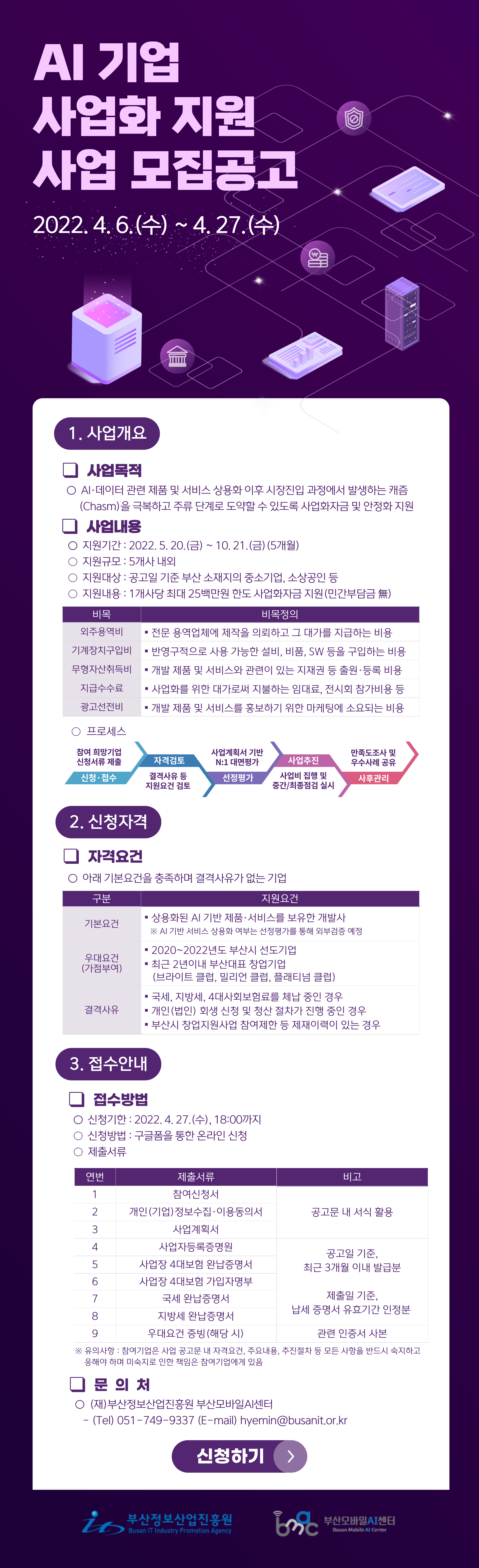 [부산모바일AI센터] AI 기업 사업화 지원사업 참여기업 모집공고 