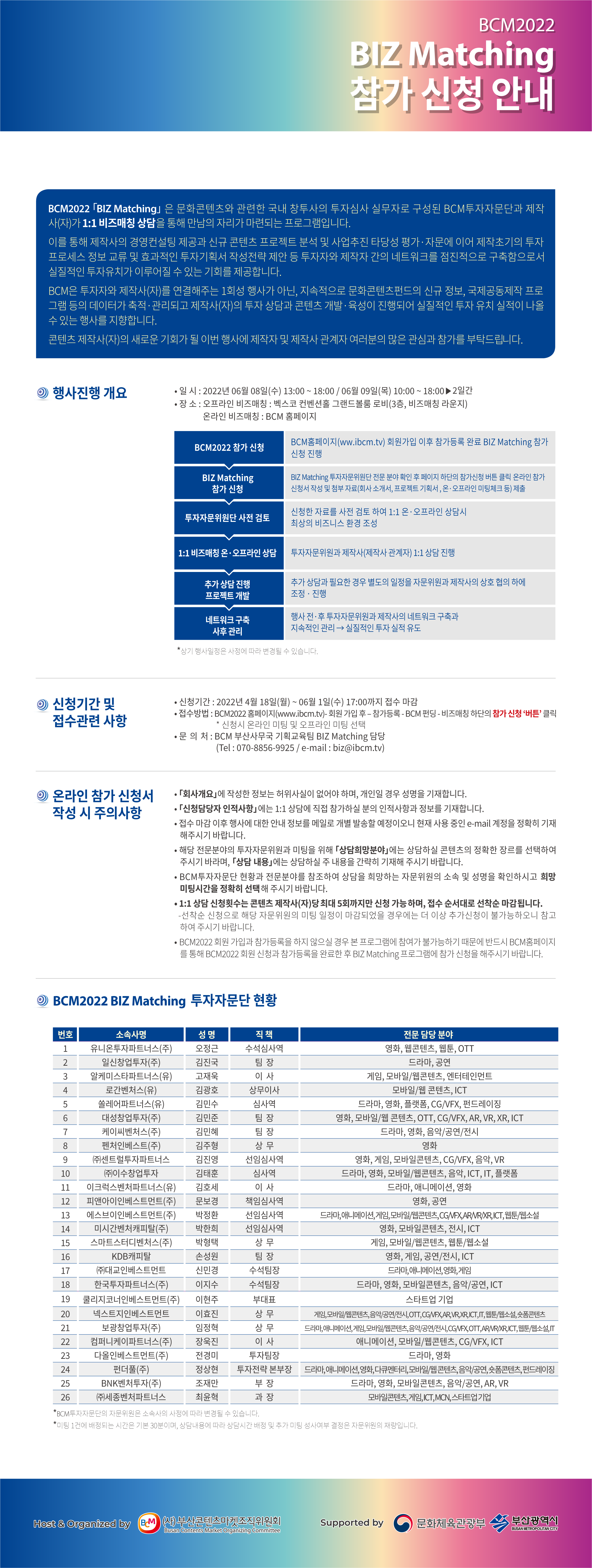 [부산콘텐츠마켓조직위원회]BCM 2022 비즈매칭 참가 안내