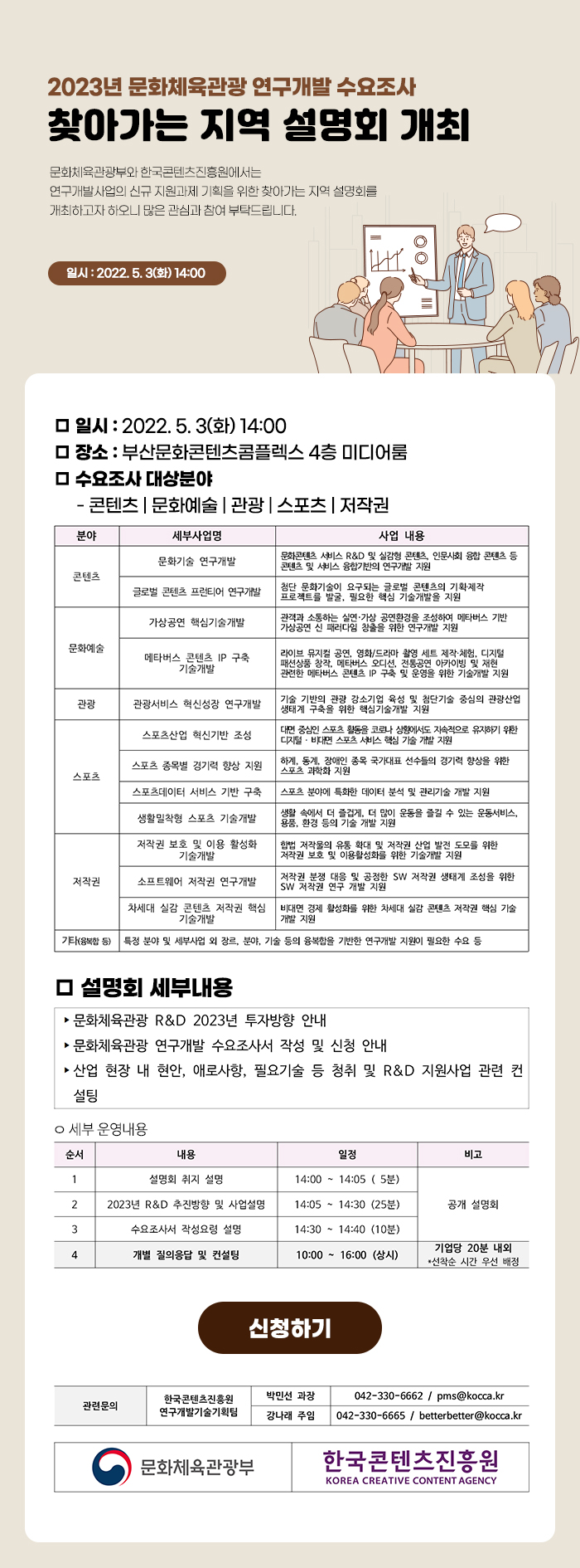 2023년 문화체육관광 연구개발 수요조사 찾아가는 지역 설명회 개최
