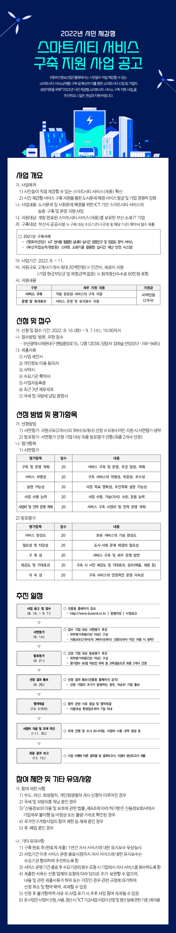 2022년 시민 체감형 스마트시티 서비스 구축 지원 사업 공고