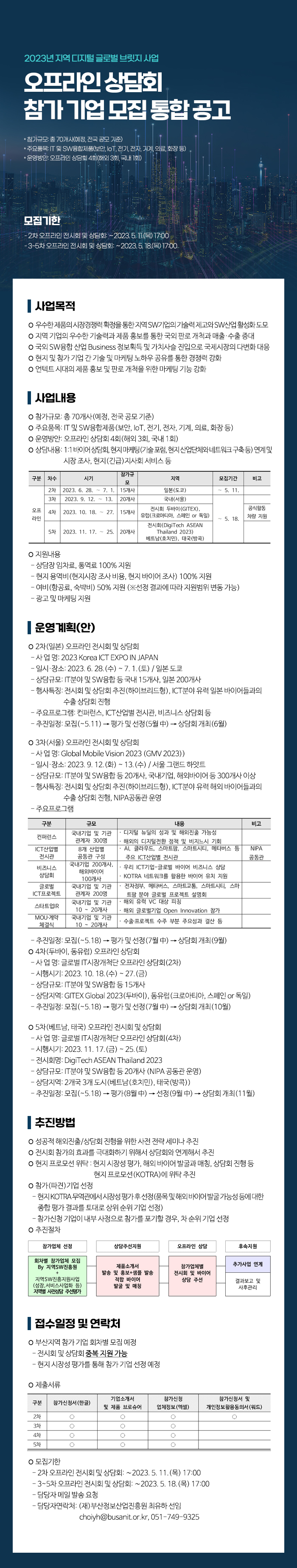 2023년 지역 디지털 글로벌 브릿지 사업 오프라인 상담회 참가 기업 모집 통합 공고