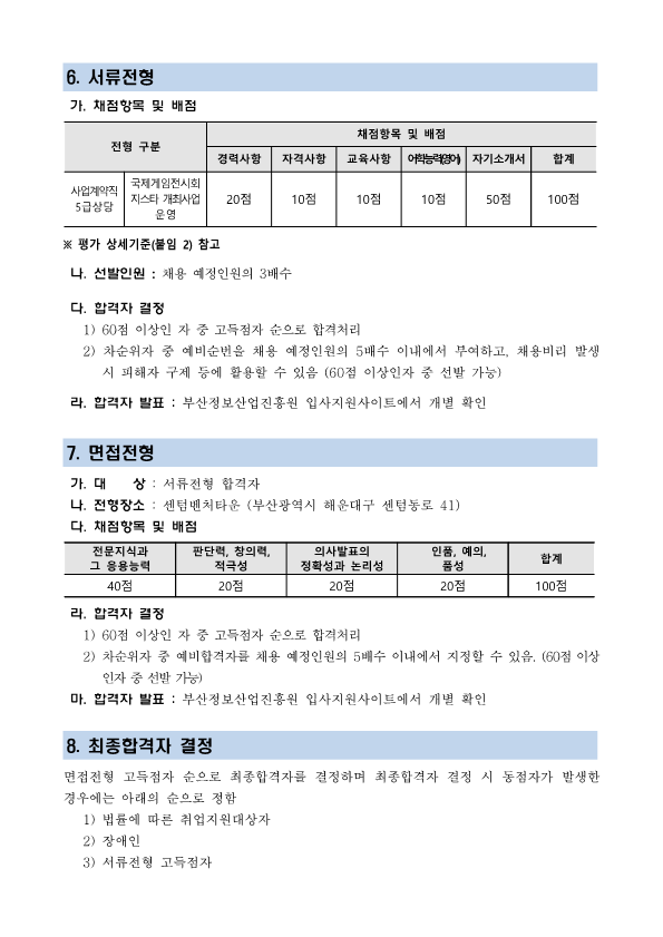 (재)부산정보산업진흥원 사업계약직 채용 재공고(3차, 국제게임전시회 지스타 개최)