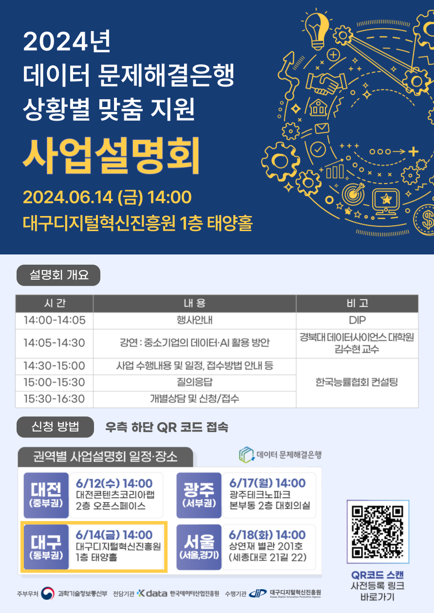 2024년 데이터 문제해결은행 상황별 맞춤 지원 사업설명회