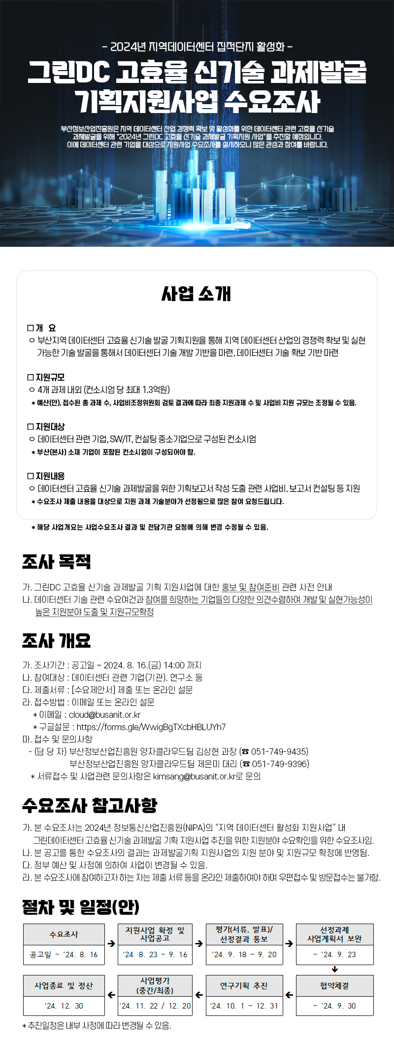 「그린DC 고효율 신기술 과제발굴 기획지원사업」수요조사