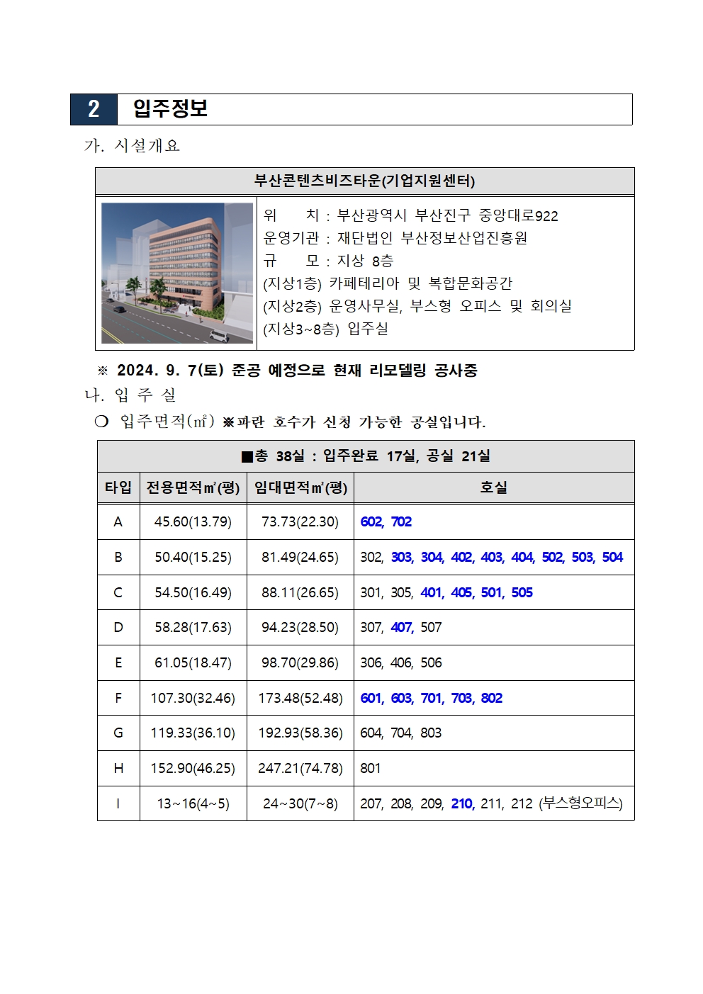 2024 부산콘텐츠비즈타운(기업지원센터) 입주기업 모집 공고(4차)