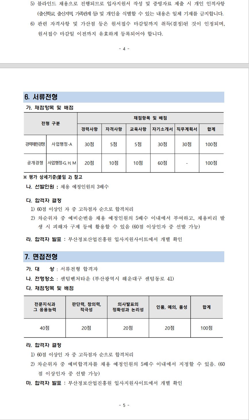 (재)부산정보산업진흥원 2024년 하반기 일반계약직(4급, 5급) 채용 재공고