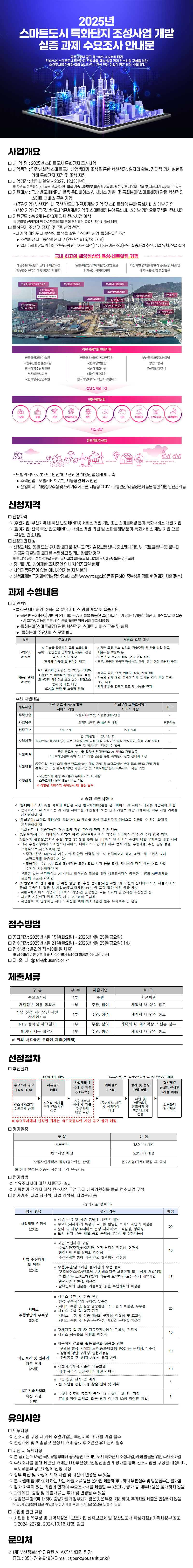 2025년 스마트도시 특화단지 조성사업 개발 실증 과제 수요조사 안내문