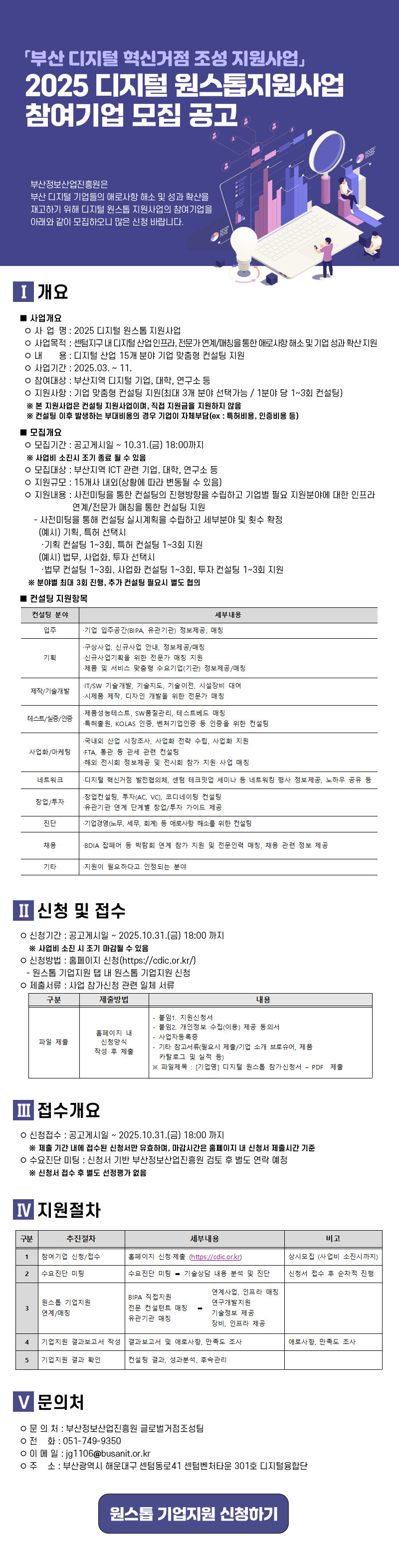 「부산 디지털 혁신거점 조성 지원사업」2025 디지털 원스톱 지원사업 참여기업 모집 공고