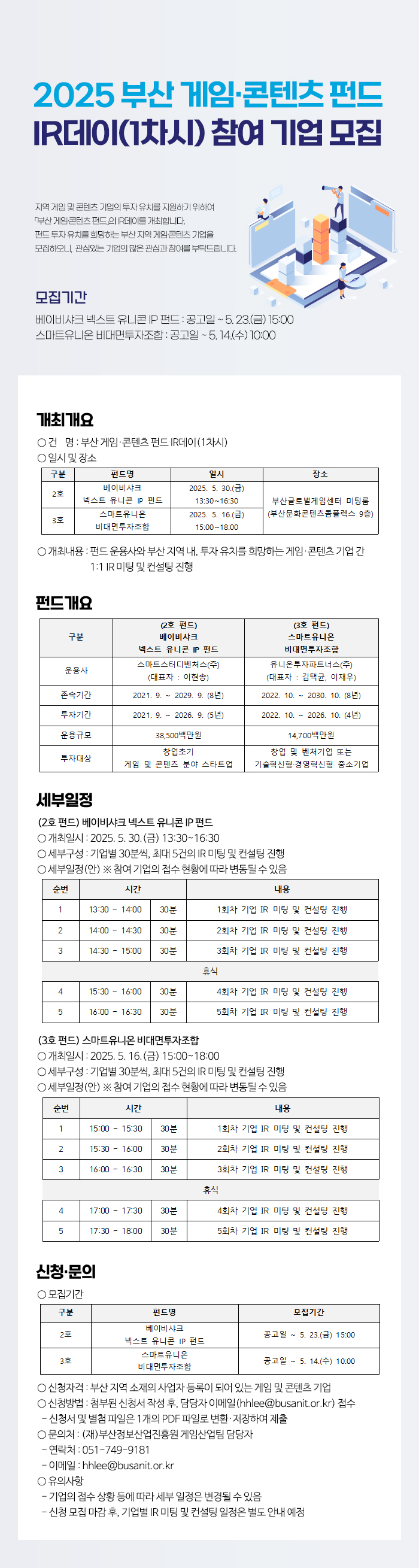 2025 부산 게임·콘텐츠 펀드 IR데이(1차시) 참여 기업 모집 공고